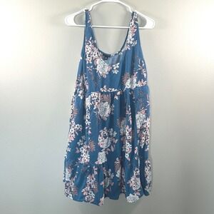 Torrid Blue Floral Babydoll Tiered Sleeveless Dress Plus Size 0 L XL 41905477